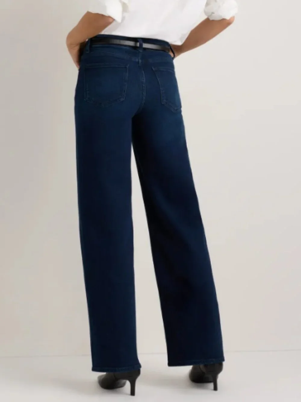 Quince Bella Stretch Wide Leg Jeans Deep Sea Blue 28 NWOT 34" Inseam - Picture 2 of 4
